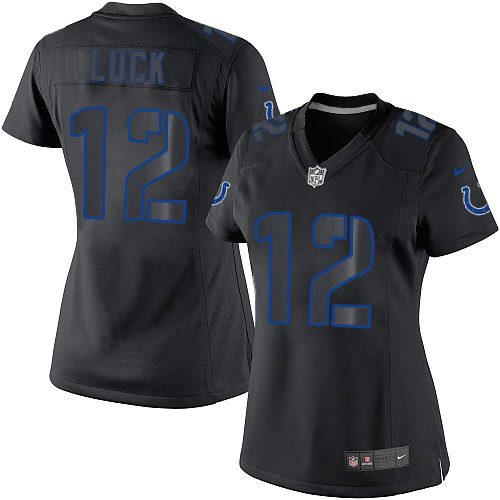 Women's Elite Andrew Luck Nike Jersey Black - #12 Impact NFL Indianapolis Colts